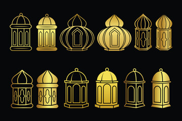 Ramadan Lamp Vector Bundle - Islamic Decorative Art Bundle, Islamic Decoration Lamp Vector - Festive Ramadan Design Bundle, Traditional Ramadan Vector - Islamic Decor Bundle, Ramadan Lamp Vector