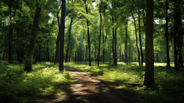 forest is lush, green and full of large trees. It means shady. and abundance