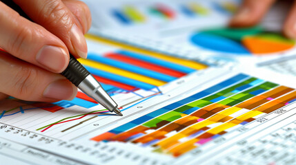 Explore the stock market trends with analytical visuals of businessman planning long term investments and future business growth, Navigate towards success with smart strategies. Business team working.