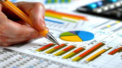 Explore the stock market trends with analytical visuals of businessman planning long term investments and future business growth, Navigate towards success with smart strategies. Business team working.