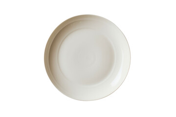 Top view of empty plate Isolated on white transparent background.