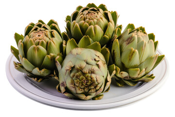 Fresh artichokes. Artichoke ingredients isolated on transparent background.