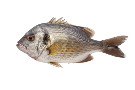 Top view. Golden-headed sea bream (dored) isolated on transparent background.