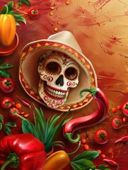 Cinco Demayo background and Poster design , copy space - generative ai