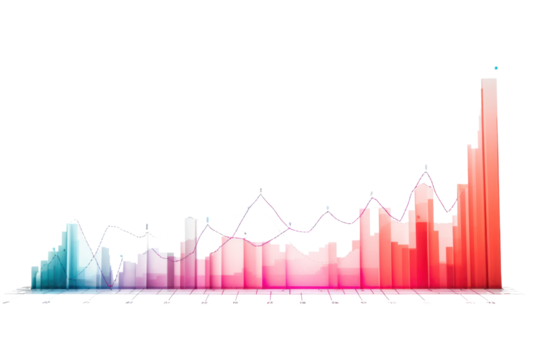 Finance:Growth graph icon. Simple icon, clear meaning. Focus on bright colors Represents wealth, success, isolated on transparent background.