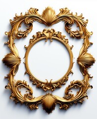 Ornament elements, vintage gold floral 3D frames for design
