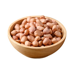 Raw peanut in wooden bowl, food ingredient