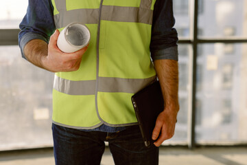 Engineer Use Digital Tablet Construction Site