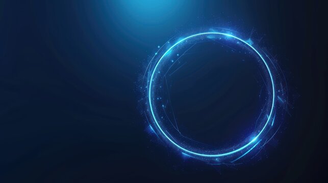 Abstract glowing circle lines on dark blue background. Seamless geometric lines Modern shiny blue line art future technology background concept