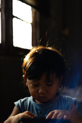 Silhouette Portrait Of Little Boy