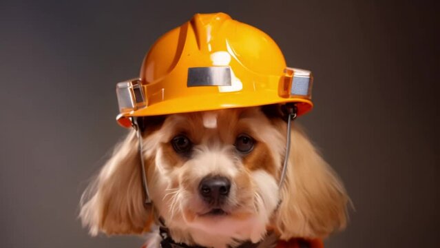 video of a dog wearing a helmet