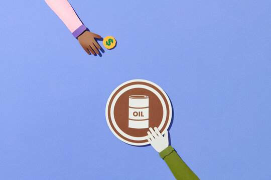 Oil barrel and gold golden coin with dollar sign