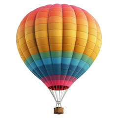 Colorful hot air balloon floating in the sky, isolated on transparent background, symbolizing adventure and freedom.
