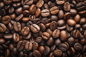 Fototapeta premium Top view. Coffee beans background.