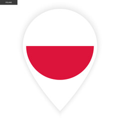 Poland marker icon isolated on white background. Poland pin icon with white border on white background.