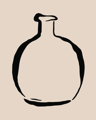 flower vase vector line sketch illustration
