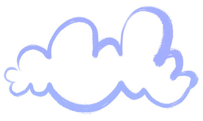 Cartoon sketchy single blue cloud