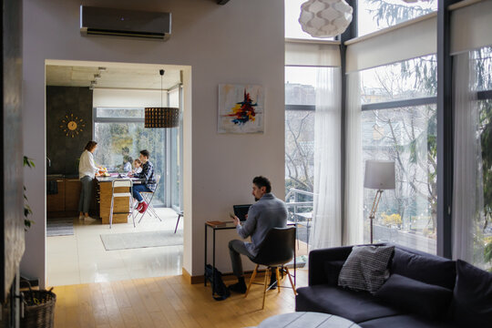 Family sharing communal domestic lifestyle homeoffice