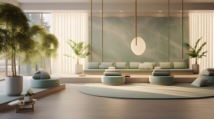 modern japanese style living room. 3d rendering illustration design