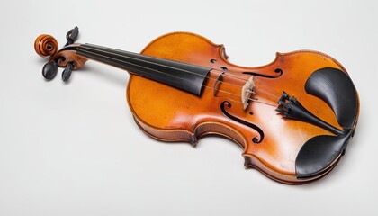 Old Italian Violin: A Close-Up View on White Background