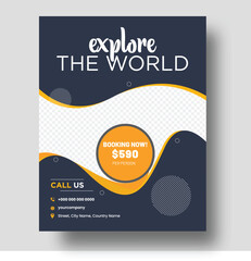 Travel Flyer, explore flyer, tour flyer and tour promotion flyer collection design template