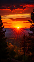 Serenity of Nature: Captivating Sunset Over a Peaceful Landscape