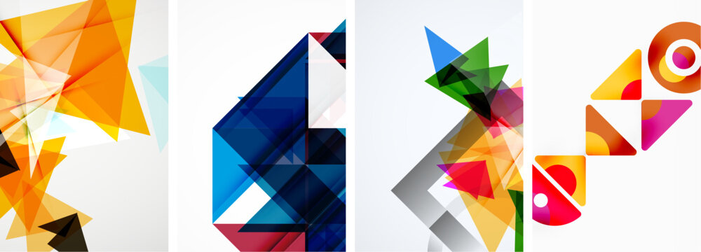 Set of abstract random triangle composition backgrounds. Vector illustration for for wallpaper, business card, cover, poster, banner, brochure, header, website
