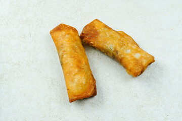 deep fried spring rolls. chicken rolls. samosa rolls