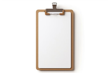 An isolated clipboard icon on a white whiteboard, styled in light white and bronze, presents layered surfaces and an aerial view.