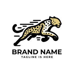 The running cheetah logo signifies speed, agility, and determination, capturing the essence of swift motion and untamed spirit in its dynamic form.
