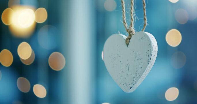 The style of cleancore is evident in the white heart shape hanging from a string ornament.