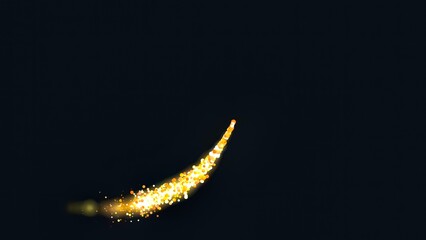 Beautiful illustration of glowing particles stream on plain black background