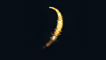 Beautiful illustration of shining glitter particles path on plain black background
