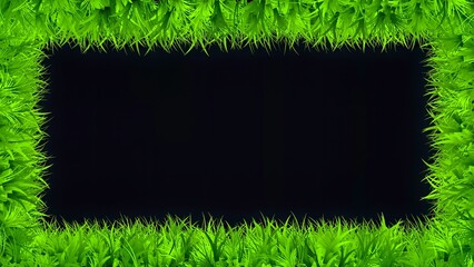 Beautiful illustration of green grass decorative frame on plain black background