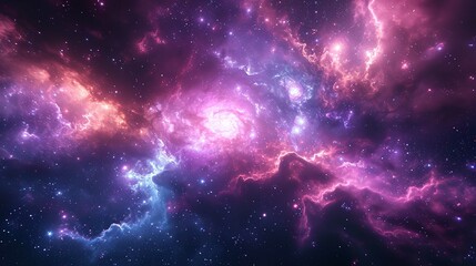 Atmospheric Galaxy Panorama Contemporary Pink