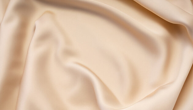 Soft smooth beige silk fabric background. Fabric texture. folded and colorful, copy space