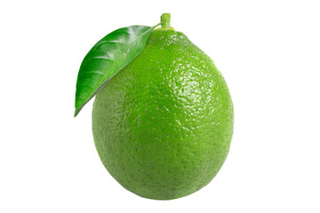 Lime with leaf on isolated white background