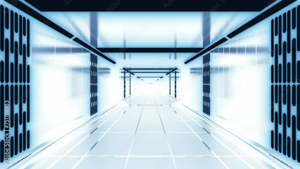 Canvas Prints 3d corridor in negative. design. 3d animation of moving corridor with white walls. psychedelic corri