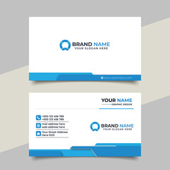 Creative modern professional blue business card and name card horizontal simple clean template vector design