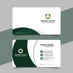 Creative modern professional green business card and name card horizontal simple clean template vector design