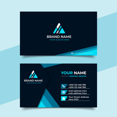 Creative modern professional blue business card and name card horizontal simple clean template vector design