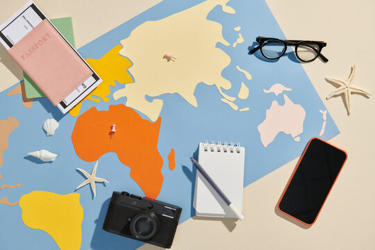 Planning vacation, travel plan, trip vacation using world map