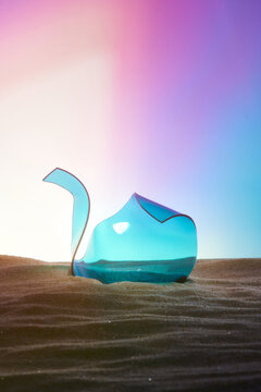 Transparent crumpled sheet of plastic or acrylic