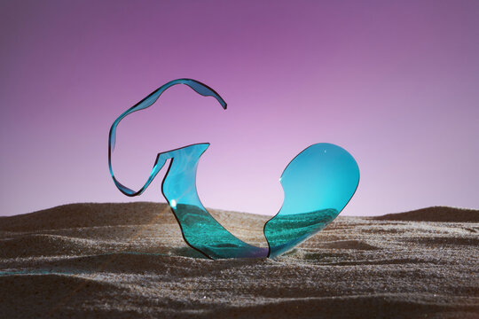 Flying iridescent glass ribbon 