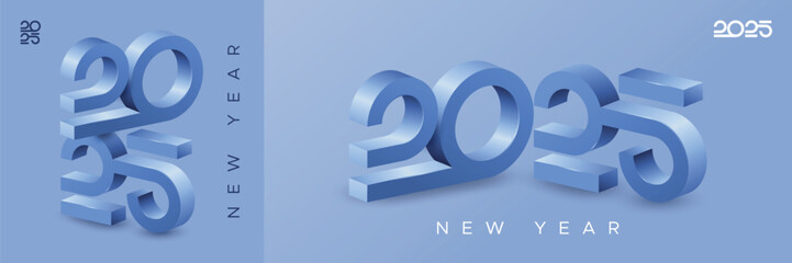 2025 new year with modern 3D number on blue. Greetings concept for 2025 new year celebration © Gkpartner