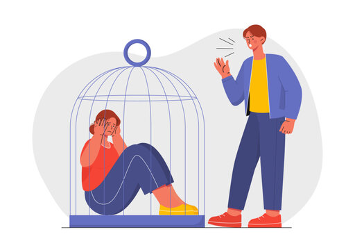 Woman with mental abuse vector