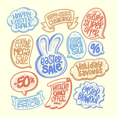 Easter sale and Easter offers graphic elements vector set