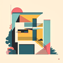 Bauhaus Revival, Abstract House of 80s Elegance