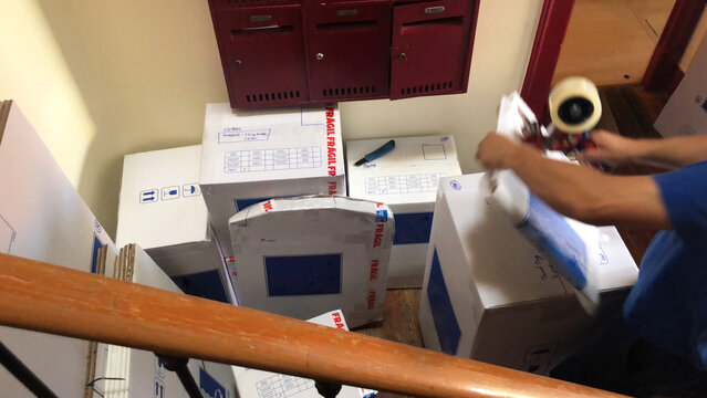 UGC anonymous worker packing boxes
