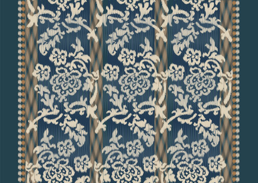 Floral ikat seamless pattern. Design are perfect for adding pattern to decorative for textile,wallpaper,ikat pattern,fabric,background,wrapping,clothes,lace pattern,carpet and pattern embroidery.